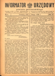 Informator Urzędowy Powiatu Gnieźnieńskiego 1938.02.02 R.87 Nr9
