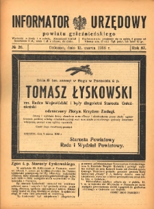 Informator Urzędowy Powiatu Gnieźnieńskiego 1938.03.12 R.87 Nr20