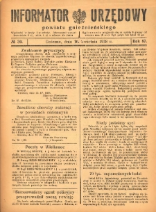 Informator Urzędowy Powiatu Gnieźnieńskiego 1938.04.16 R.87 Nr30