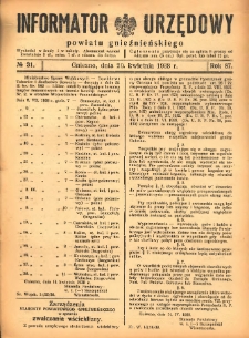 Informator Urzędowy Powiatu Gnieźnieńskiego 1938.04.20 R.87 Nr31