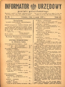 Informator Urzędowy Powiatu Gnieźnieńskiego 1938.05.14 R.87 Nr36