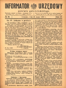 Informator Urzędowy Powiatu Gnieźnieńskiego 1938.05.28 R.87 Nr39