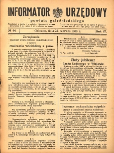 Informator Urzędowy Powiatu Gnieźnieńskiego 1938.06.25 R.87 Nr44
