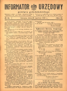 Informator Urzędowy Powiatu Gnieźnieńskiego 1938.06.29 R.87 Nr45