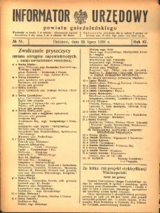 Informator Urzędowy Powiatu Gnieźnieńskiego 1938.07.23 R.87 Nr51