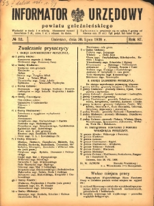 Informator Urzędowy Powiatu Gnieźnieńskiego 1938.07.30 R.87 Nr52