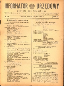 Informator Urzędowy Powiatu Gnieźnieńskiego 1938.08.06 R.87 Nr54