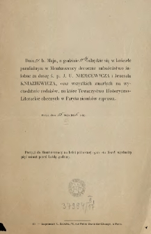 [Zaproszenie Inc.:] " Dnia 21. b. Maja, o godzinie 11tej odbędzie się w kościele parafialnym w Montmorency doroczne nabożeństwo ..."