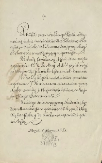 [Zawiadomienie Inc.:] " Przez czas wielkiego Postu odbywać się będzie nabożeństwo dla Polak&oacute;w w Paryżu ..."