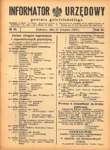 Informator Urzędowy Powiatu Gnieźnieńskiego 1938.08.27 R.87 Nr59