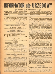 Informator Urzędowy Powiatu Gnieźnieńskiego 1938.09.10 R.87 Nr61