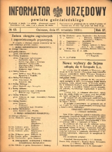 Informator Urzędowy Powiatu Gnieźnieńskiego 1938.09.17 R.87 Nr63