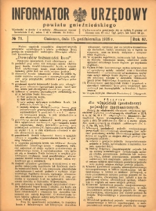 Informator Urzędowy Powiatu Gnieźnieńskiego 1938.10.15 R.87 Nr71