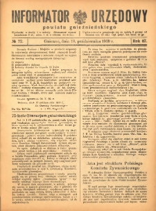 Informator Urzędowy Powiatu Gnieźnieńskiego 1938.10.19 R.87 Nr72