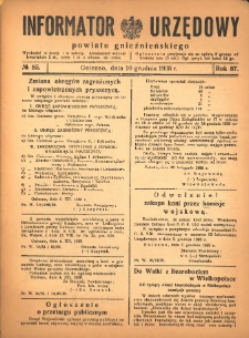 Informator Urzędowy Powiatu Gnieźnieńskiego 1938.12.10 R.87 Nr85