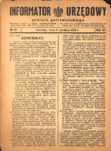 Informator Urzędowy Powiatu Gnieźnieńskiego 1938.12.21 R.87 Nr87