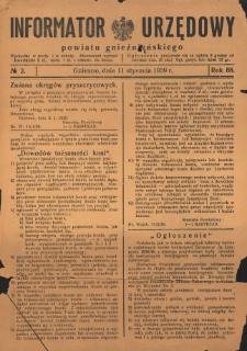 Informator Urzędowy Powiatu Gnieźnieńskiego 1939.01.11 R.88 Nr2