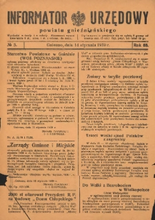 Informator Urzędowy Powiatu Gnieźnieńskiego 1939.01.14 R.88 Nr3