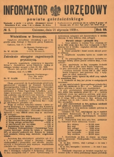 Informator Urzędowy Powiatu Gnieźnieńskiego 1939.01.21 R.88 Nr5