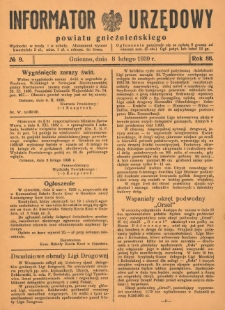 Informator Urzędowy Powiatu Gnieźnieńskiego 1939.02.08 R.88 Nr9