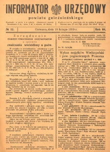 Informator Urzędowy Powiatu Gnieźnieńskiego 1939.02.18 R.88 Nr12