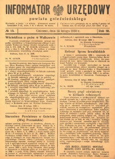 Informator Urzędowy Powiatu Gnieźnieńskiego 1939.02.22 R.88 Nr13