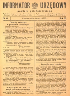 Informator Urzędowy Powiatu Gnieźnieńskiego 1939.03.04 R.88 Nr16