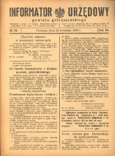 Informator Urzędowy Powiatu Gnieźnieńskiego 1939.04.22 R.88 Nr29
