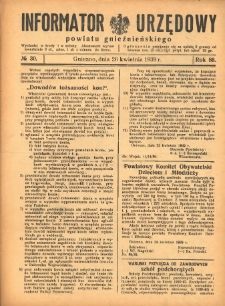 Informator Urzędowy Powiatu Gnieźnieńskiego 1939.04.26 R.88 Nr30