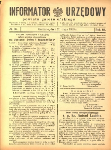 Informator Urzędowy Powiatu Gnieźnieńskiego 1939.05.20 R.88 Nr36