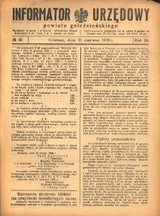 Informator Urzędowy Powiatu Gnieźnieńskiego 1939.06.21 R.88 Nr45