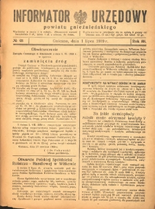 Informator Urzędowy Powiatu Gnieźnieńskiego 1939.07.01 R.88 Nr48