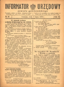 Informator Urzędowy Powiatu Gnieźnieńskiego 1939.07.08 R.88 Nr50