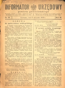 Informator Urzędowy Powiatu Gnieźnieńskiego 1939.08.09 R.88 Nr59