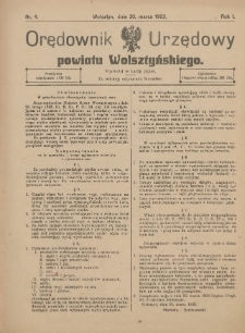 Orędownik Urzędowy Powiatu Wolsztyńskiego: za redakcję odpowiada Starostwo 1923.03.30 R.1 Nr4