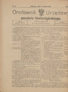 Orędownik Urzędowy Powiatu Wolsztyńskiego: za redakcję odpowiada Starostwo 1923.04.06 R.1 Nr5