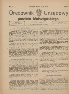 Orędownik Urzędowy Powiatu Wolsztyńskiego: za redakcję odpowiada Starostwo 1923.05.04 R.1 Nr9