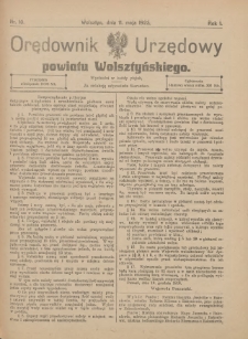 Orędownik Urzędowy Powiatu Wolsztyńskiego: za redakcję odpowiada Starostwo 1923.05.11 R.1 Nr10