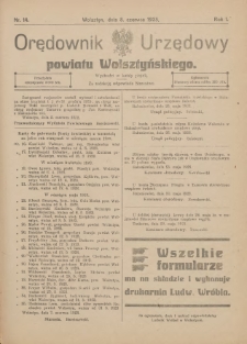 Orędownik Urzędowy Powiatu Wolsztyńskiego: za redakcję odpowiada Starostwo 1923.06.08 R.1 Nr14