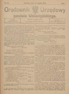 Orędownik Urzędowy Powiatu Wolsztyńskiego: za redakcję odpowiada Starostwo 1923.08.31 R.1 Nr26