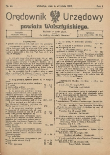 Orędownik Urzędowy Powiatu Wolsztyńskiego: za redakcję odpowiada Starostwo 1923.09.07 R.1 Nr27