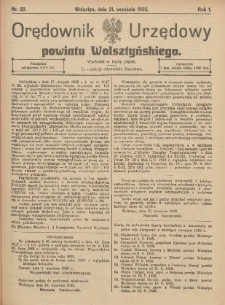 Orędownik Urzędowy Powiatu Wolsztyńskiego: za redakcję odpowiada Starostwo 1923.09.21 R.1 Nr29