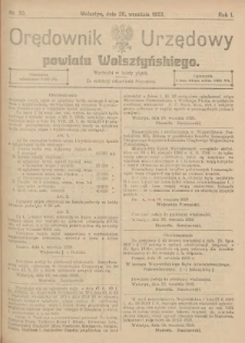 Orędownik Urzędowy Powiatu Wolsztyńskiego: za redakcję odpowiada Starostwo 1923.09.28 R.1 Nr30