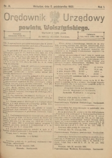 Orędownik Urzędowy Powiatu Wolsztyńskiego: za redakcję odpowiada Starostwo 1923.10.05 R.1 Nr31