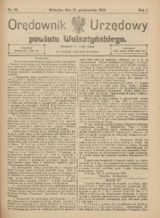 Orędownik Urzędowy Powiatu Wolsztyńskiego: za redakcję odpowiada Starostwo 1923.10.19 R.1 Nr33