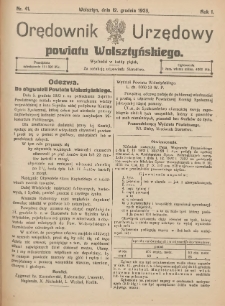 Orędownik Urzędowy Powiatu Wolsztyńskiego: za redakcję odpowiada Starostwo 1923.12.12 R.1 Nr41
