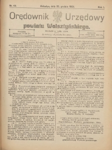 Orędownik Urzędowy Powiatu Wolsztyńskiego: za redakcję odpowiada Starostwo 1923.12.28 R.1 Nr43