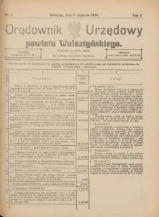 Orędownik Urzędowy Powiatu Wolsztyńskiego: za redakcję odpowiada Starostwo 1924.01.11 R.2 Nr2
