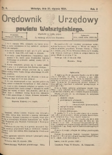 Orędownik Urzędowy Powiatu Wolsztyńskiego: za redakcję odpowiada Starostwo 1924.01.25 R.2 Nr4