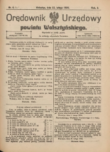 Orędownik Urzędowy Powiatu Wolsztyńskiego: za redakcję odpowiada Starostwo 1924.02.22 R.2 Nr6